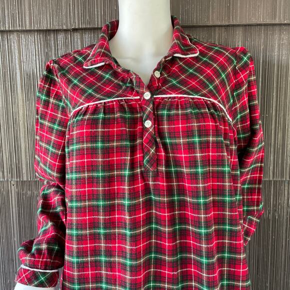 🔥L.L. Bean Flannel Plaided Green Red
Nightgown Cottage Farm Traditional Holiday - Picture 3 of 14